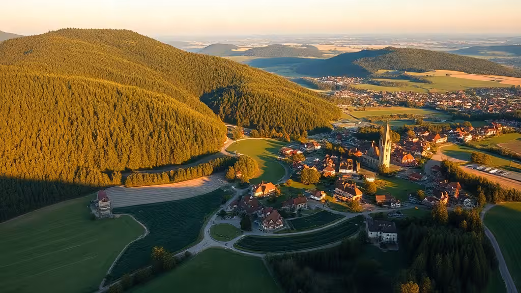 Vue panoramique du Grand Est montrant les Vosges, villages alsaciens et paysages de la région