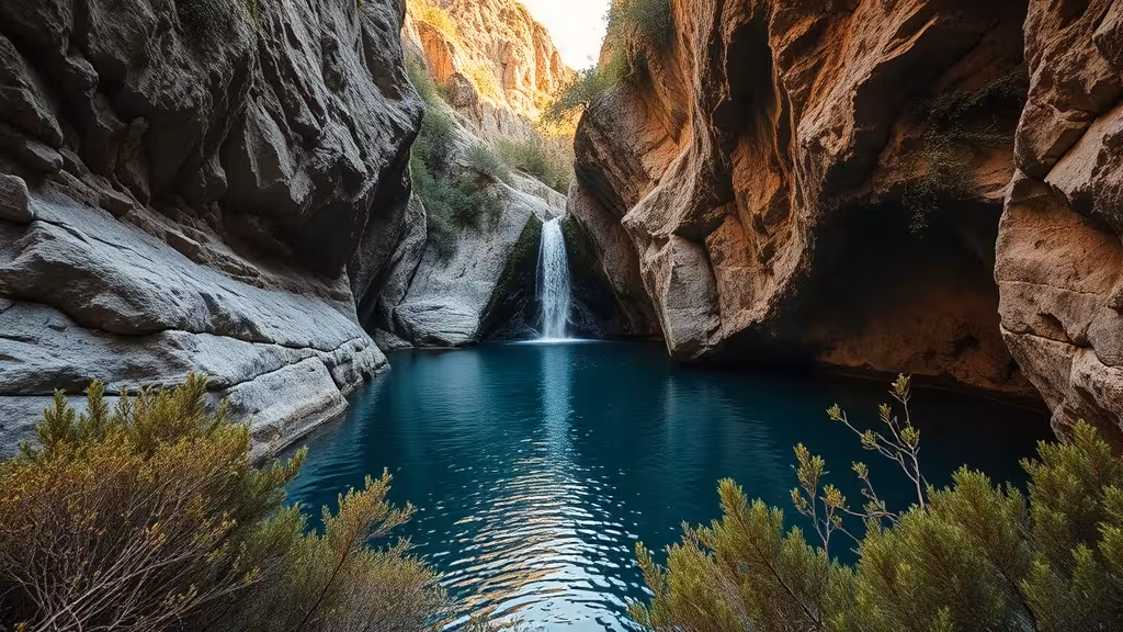 Bassin turquoise des cascades Polischellu dans les gorges de Bavella, eau cristalline entourée de rochers
