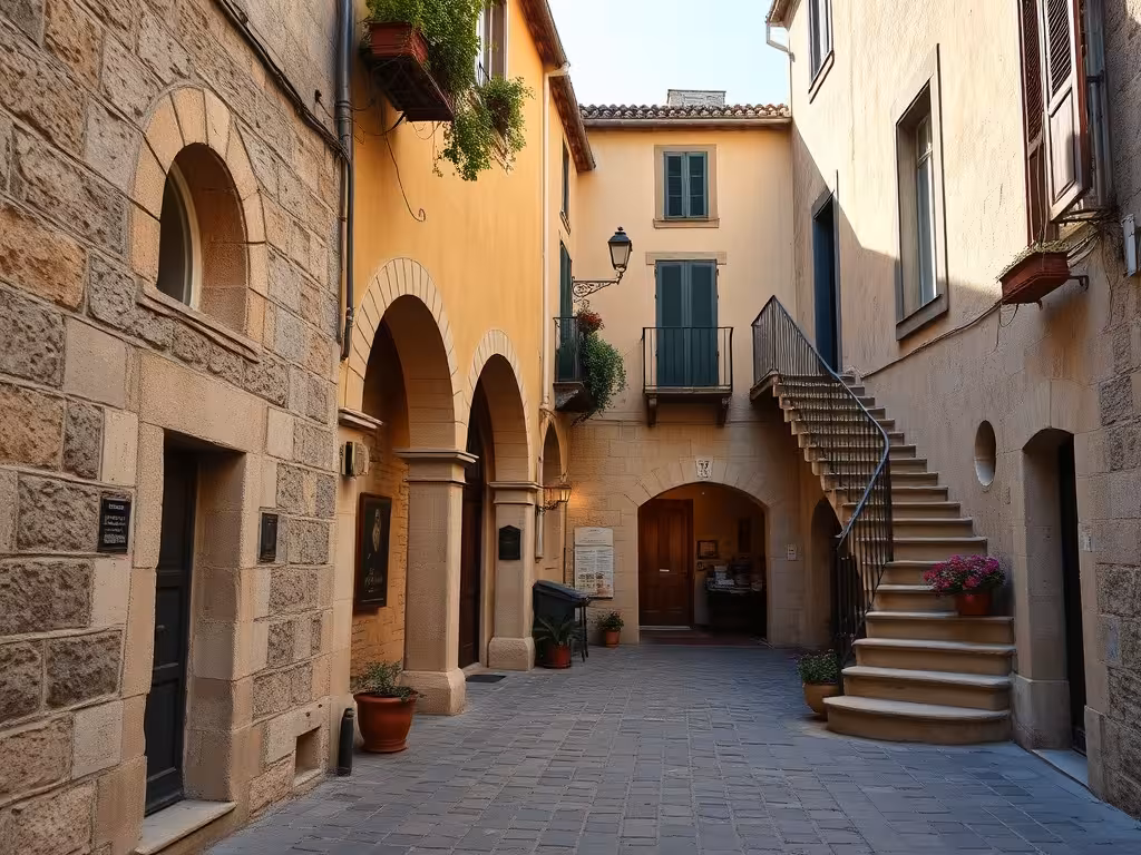 Ruelle du quartier Terra Nova à Bastia avec façades anciennes et passages voûtés