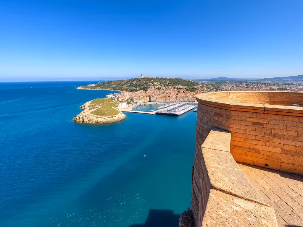 Panorama depuis les remparts de la citadelle de Bastia sur la baie méditerranéenne