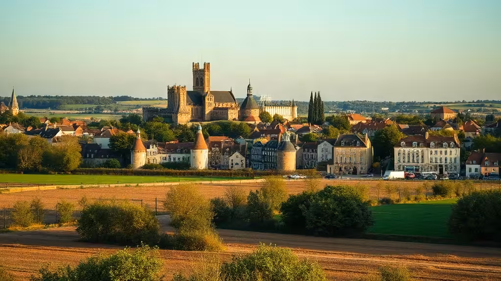 Vue de Laon et de sa cathédrale dans le département 02, en pleine campagne picarde