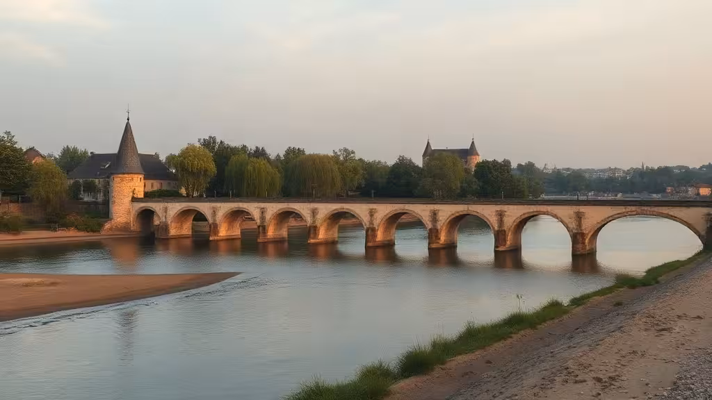 Vue sur la Loire et Beaugency dans le département 45, le Loiret