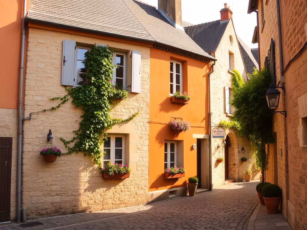 Maison en pierre typique d'un village préservé du département 53 Mayenne