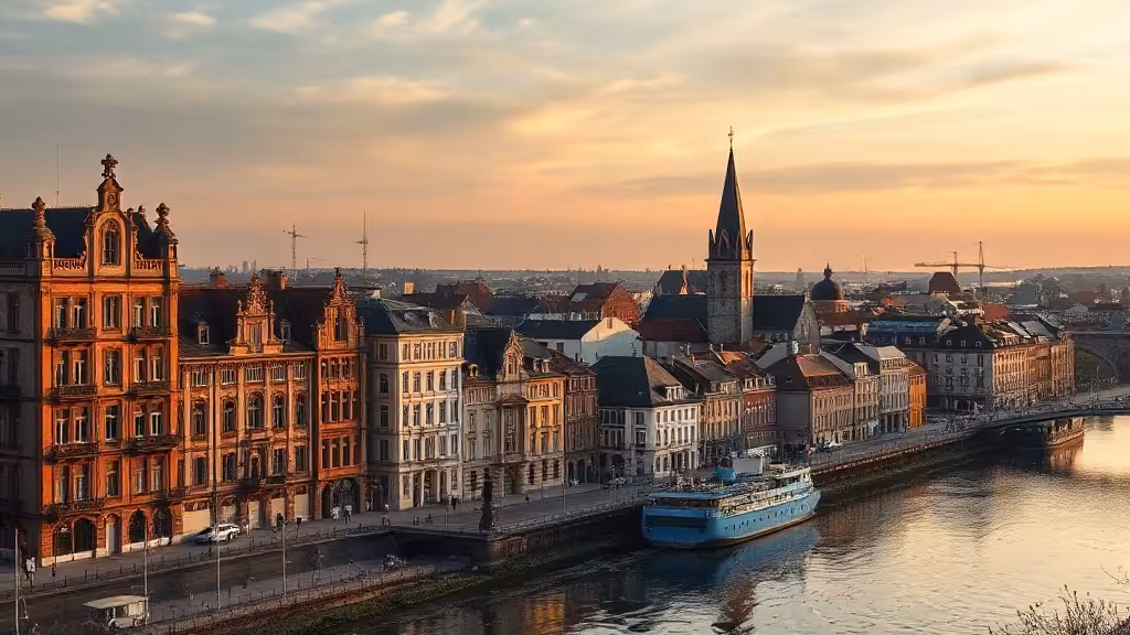 Vue générale de Lille, ville principale du département 59, sous la lumière du soir