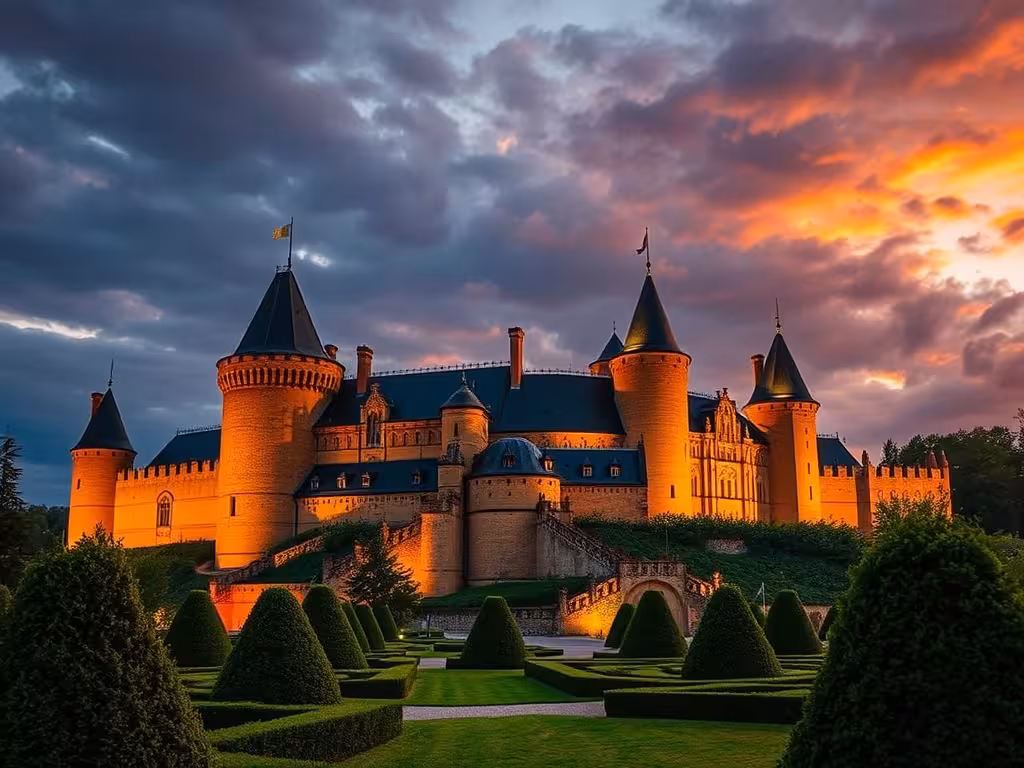 Château du Puy du Fou au coucher de soleil, Vendée