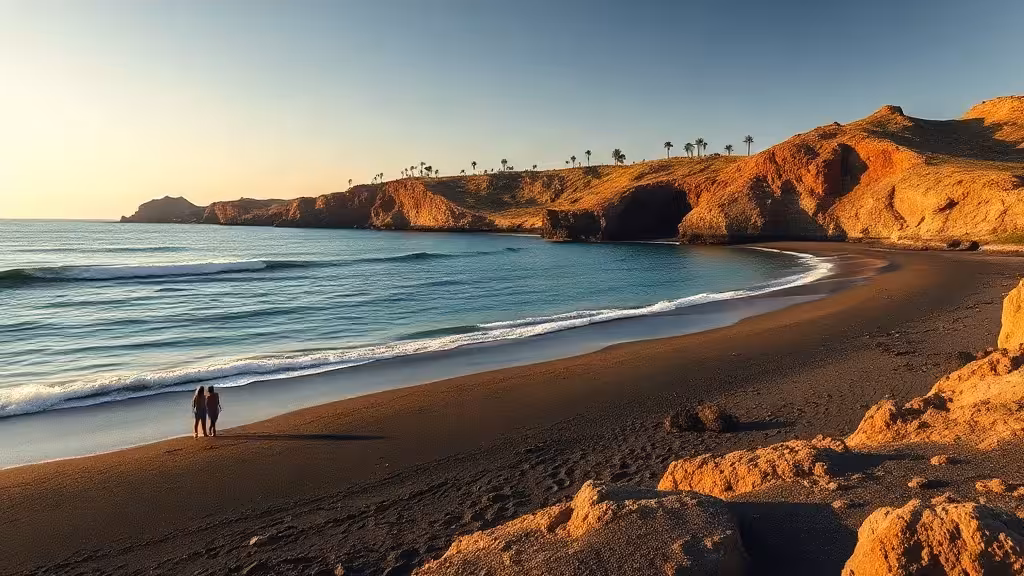 Plage des Canaries, une destination soleil pas cher en décembre avec mer turquoise.