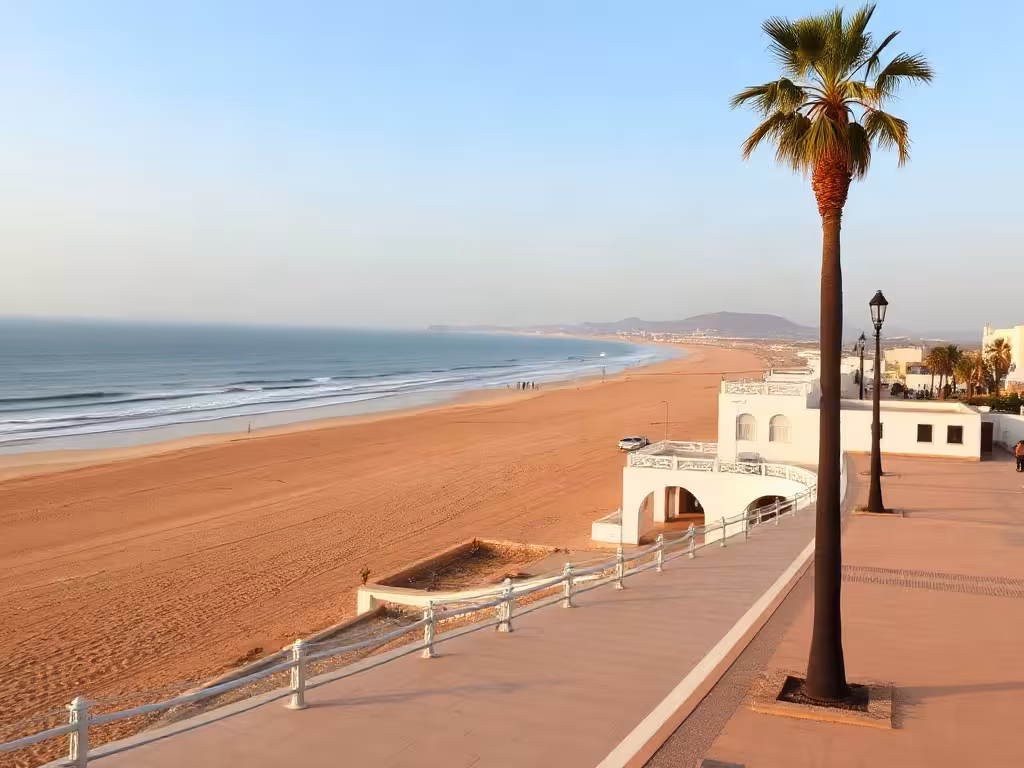 Plage d'Agadir pour une escapade au soleil pas cher en décembre depuis Paris.