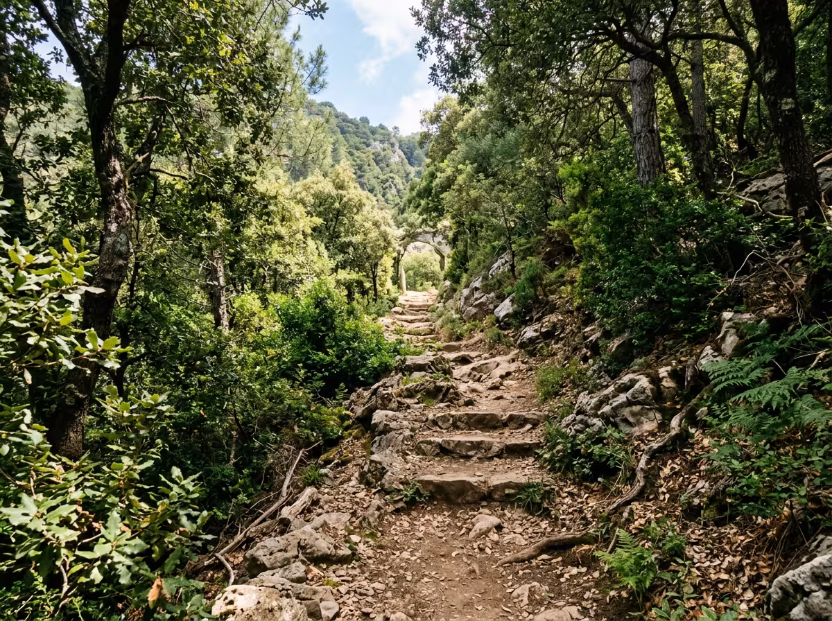 Sentier de randonnée bien balisé dans la forêt de Bonifato
