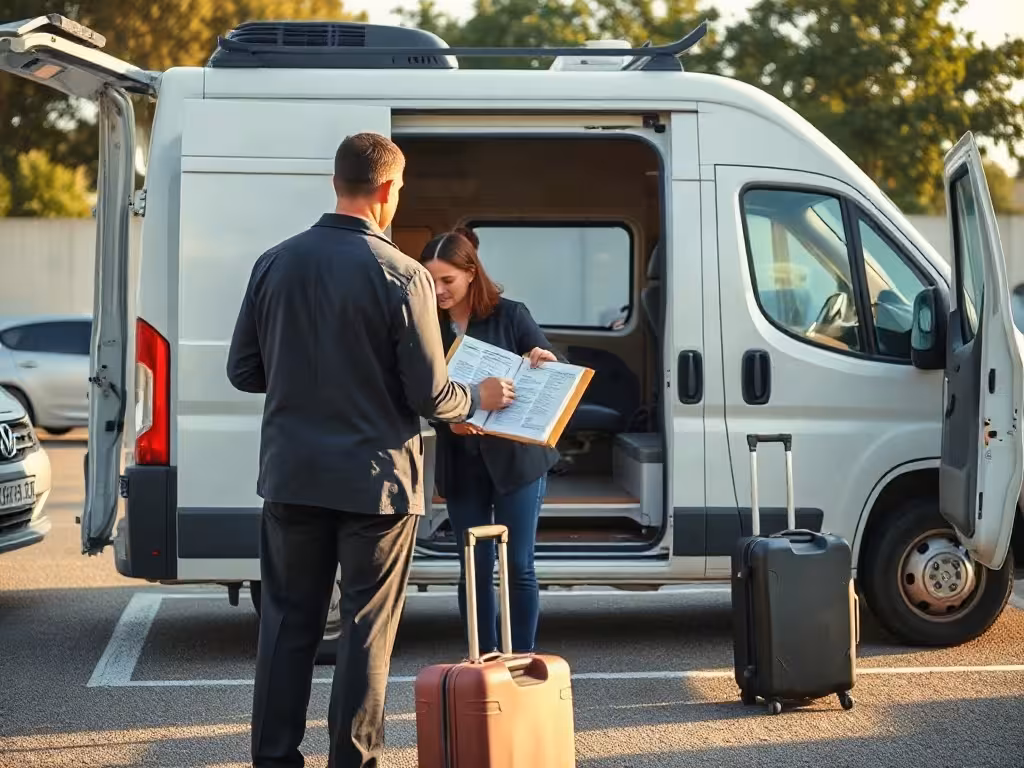 État des lieux pour une location de camping-car en Bretagne avant le départ.