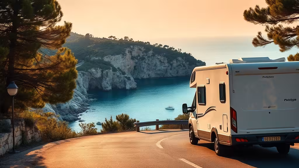Location camping-car longue durée face à une calanque méditerranéenne en France