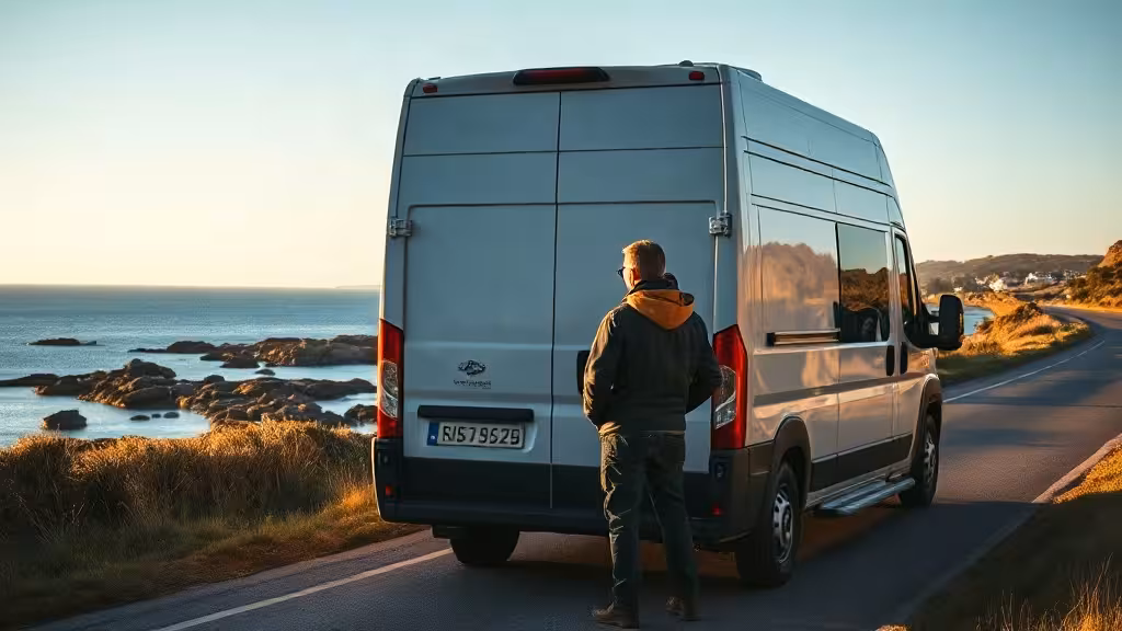 Location van aménagé face à une baie bretonne pour une escapade sur la côte.