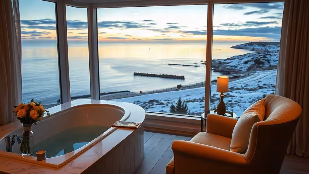 Suite romantique avec jacuzzi privatif face aux falaises blanches de la Côte d'Opale.