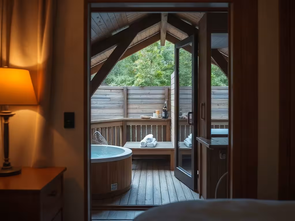 Love room Indre haut de gamme avec sauna et spa extérieur privatif.