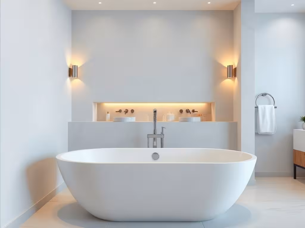 Salle de bain spa d'une love room avec baignoire moderne et ambiance luxueuse