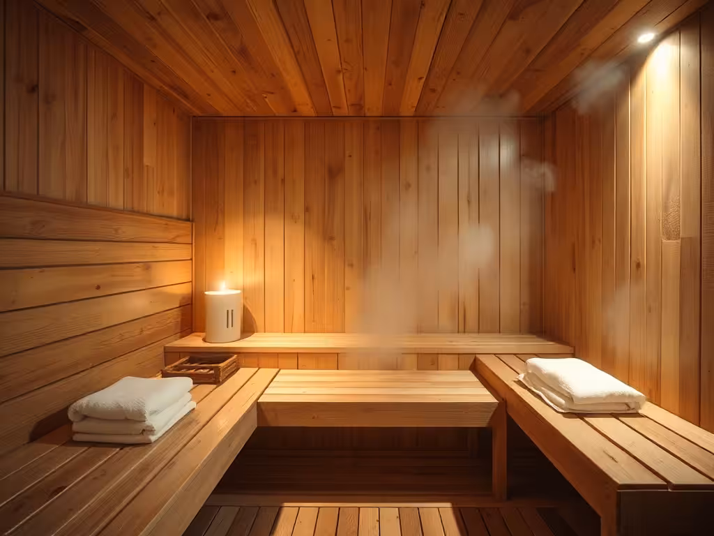 Sauna boisé de loveroom Nancy, équipement spa d'une chambre romantique