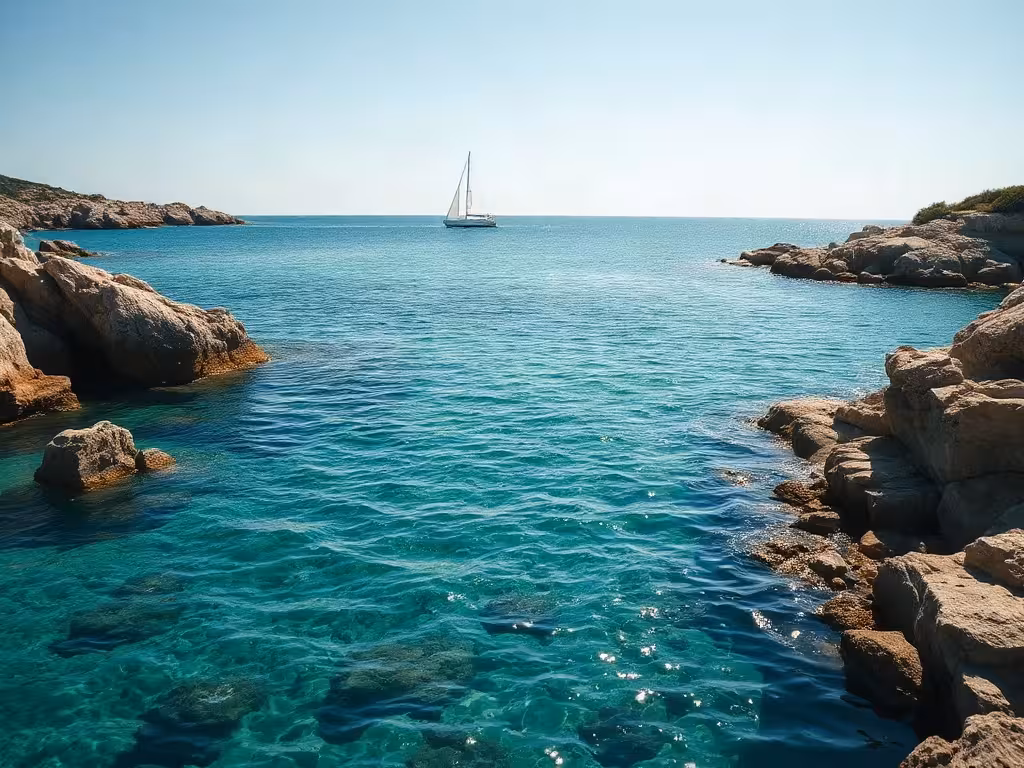 Baignade en septembre en Méditerranée : eau turquoise et rochers côtiers français