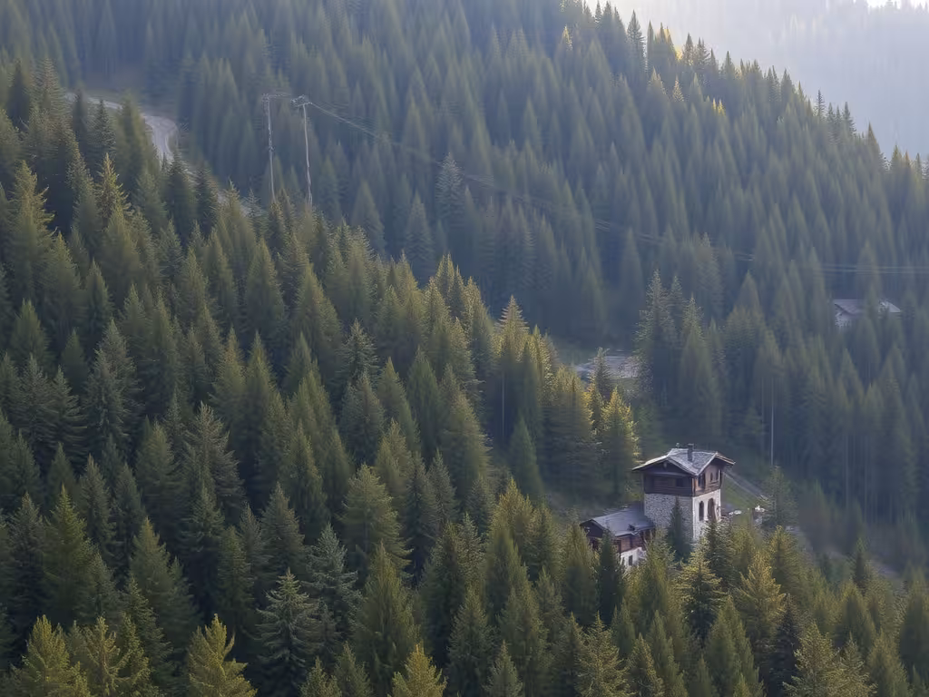 Destination fraîche en France : village alpin entouré de forêt dense pour fuir la chaleur en septembre