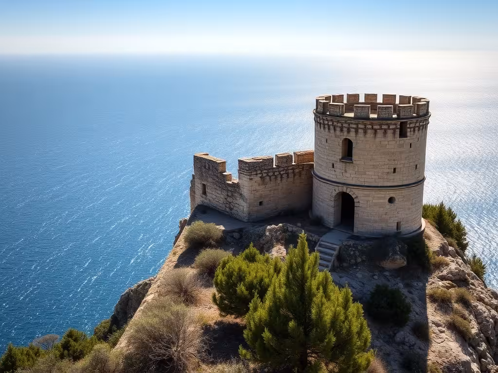 Tour génoise de Farinole : structure de défense côtière en pierre surplombant la mer Méditerranée