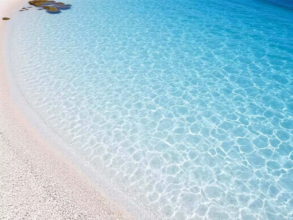 Détail du rivage de Farinole : eau cristalline turquoise, galets lisses et crique intime de baignade