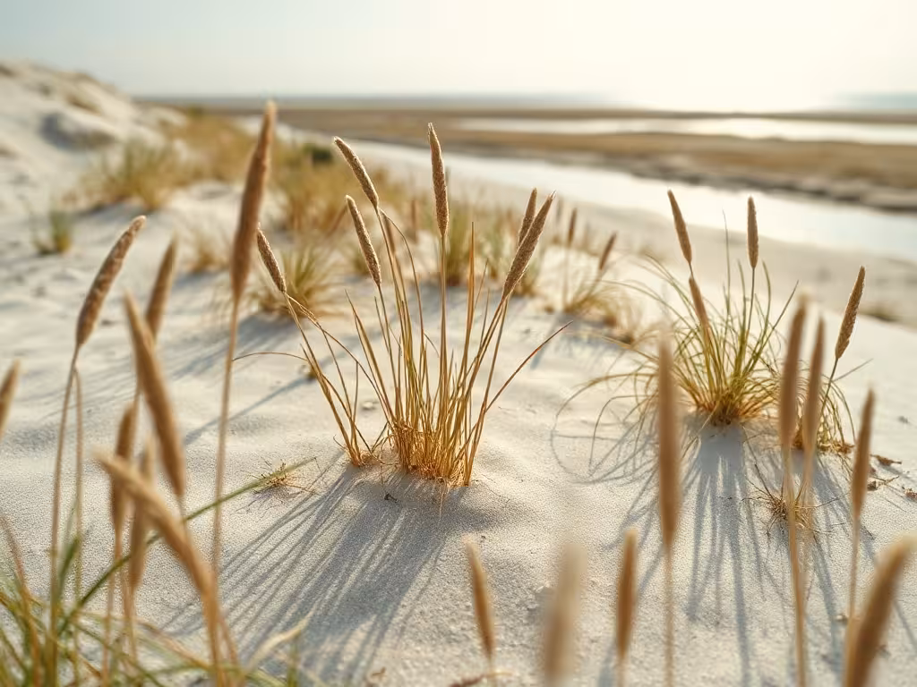 Dunes blanches et embouchure de l'Ostriconi avec végétation côtière du Désert des Agriates
