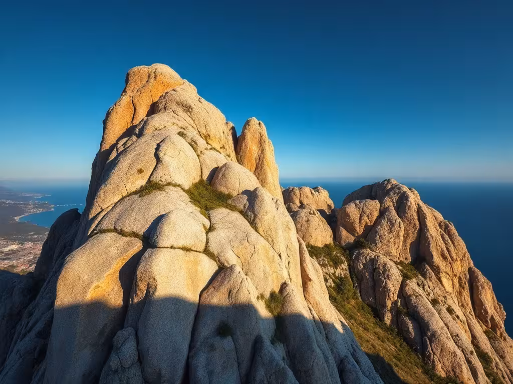 Détail du rocher emblématique de Roccapina en forme de lion, formation côtière de Corse du Sud