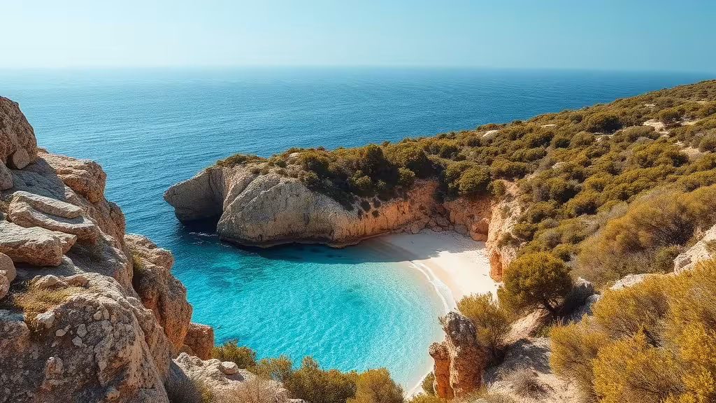 Plage de Stagnolu Corse : crique sauvage avec eau turquoise entourée de rochers et maquis à Bonifacio