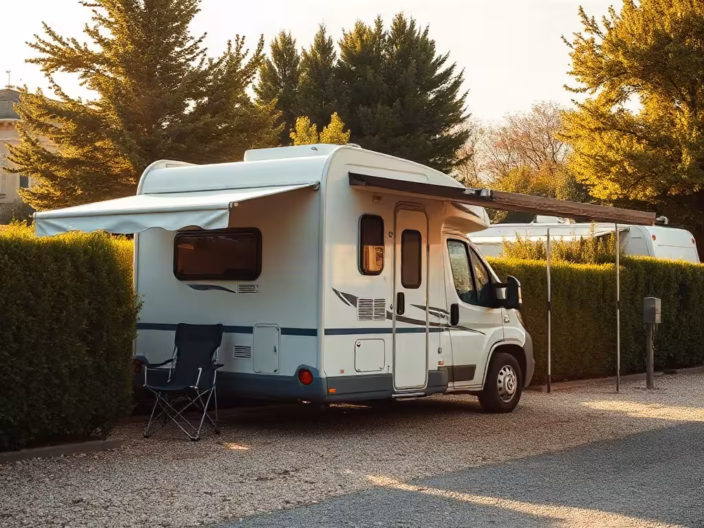 Camping-car sur un emplacement, pour estimer le budget location camping-car selon la saison.