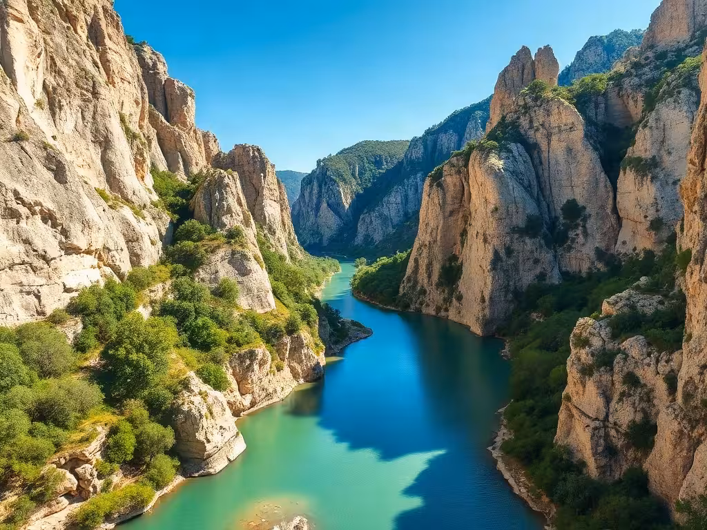 Les Gorges du Verdon avec eau turquoise et falaises calcaires, lieu idéal pour un week-end amoureux sud France
